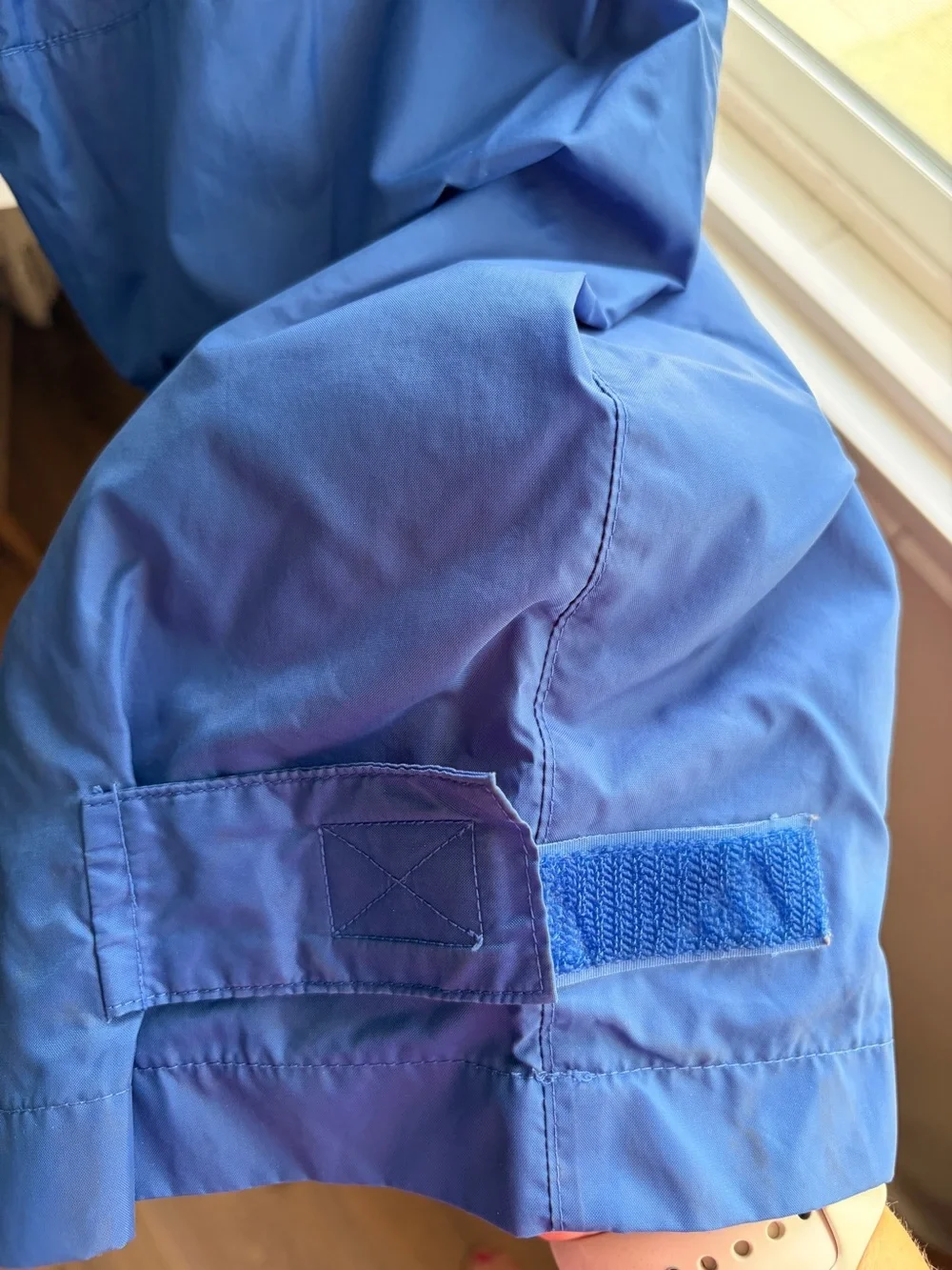 Vintage Adidas Windbreaker Blue Track Pants with Orange Side Stripes